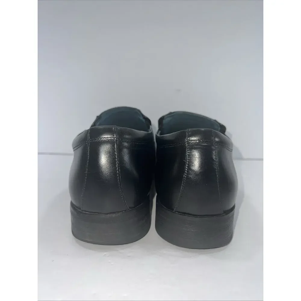Bacco Bucci Studio Mens Size 11 Black Leather Loafers Square Toe Slip On 8684-14